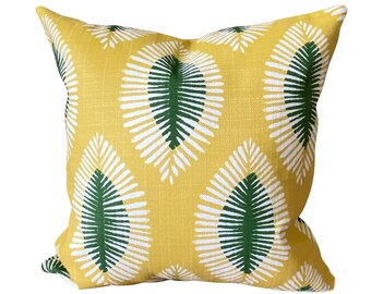 OUTDOOR Yellow Pillow Covers Cushion Covers Spice Yellow Green White Coastal Beach Cottage Patio Deck Pillow Sunroom Pillows Various Sizes