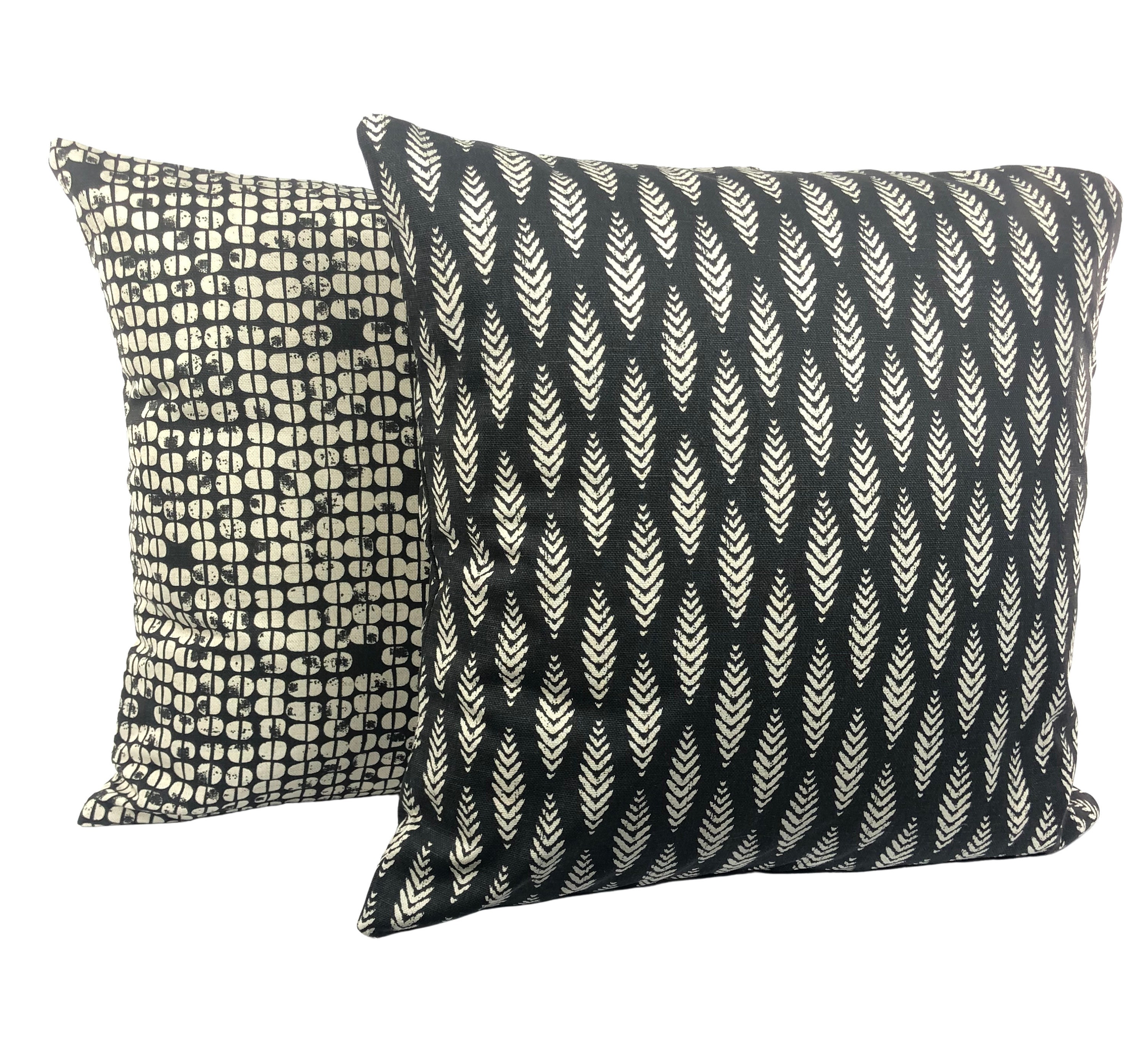 black and cream outdoor pillows