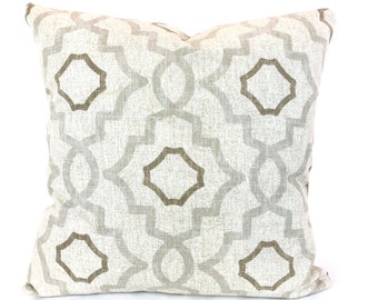 Tan Pillow Covers Taupe Tan Cream Light Gray Decorative Throw Pillows Cushions Toss Pillow Geometric Magnolia Home Couch Various Sizes