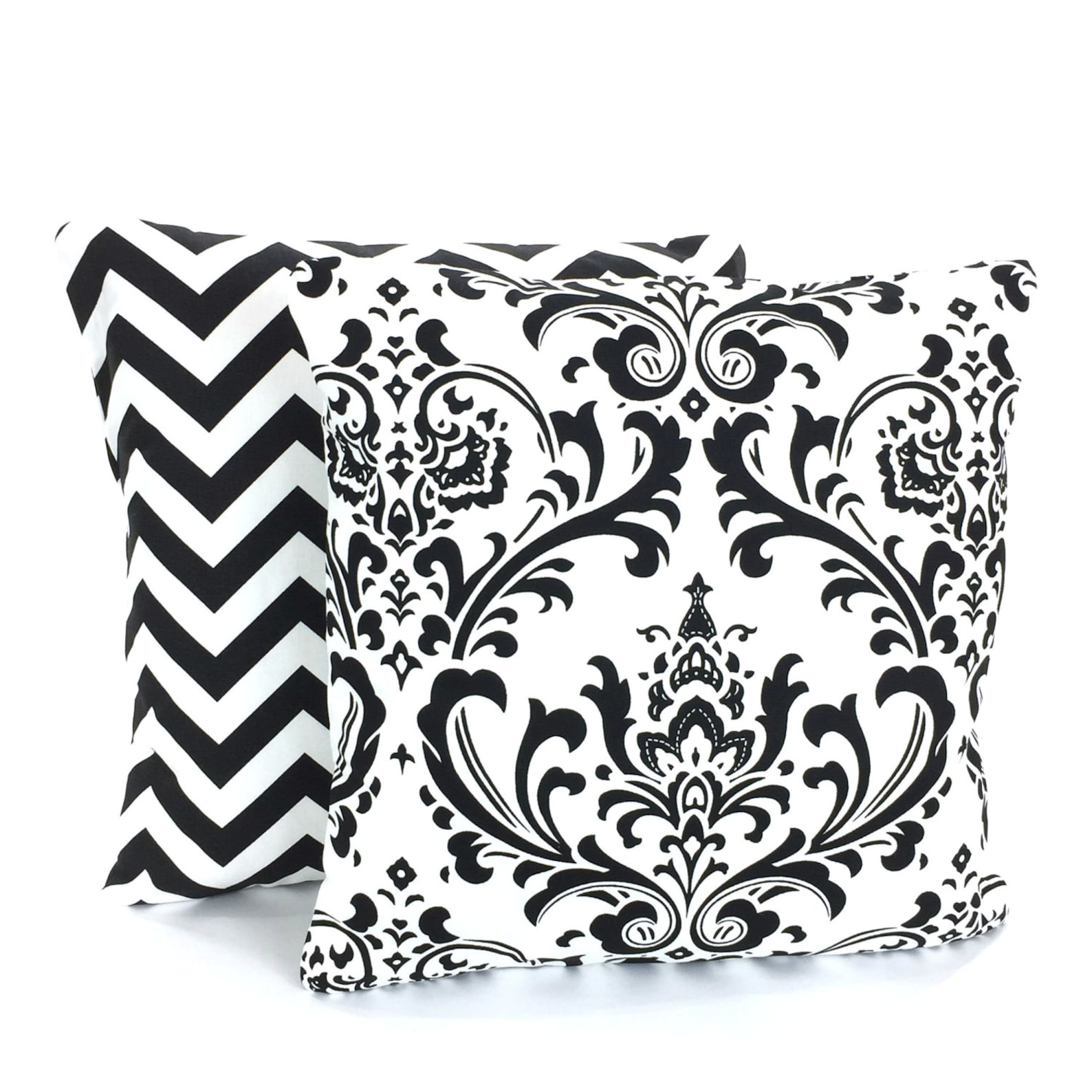 Black White Damask Pillow Cover Decorative Throw Pillows Etsy