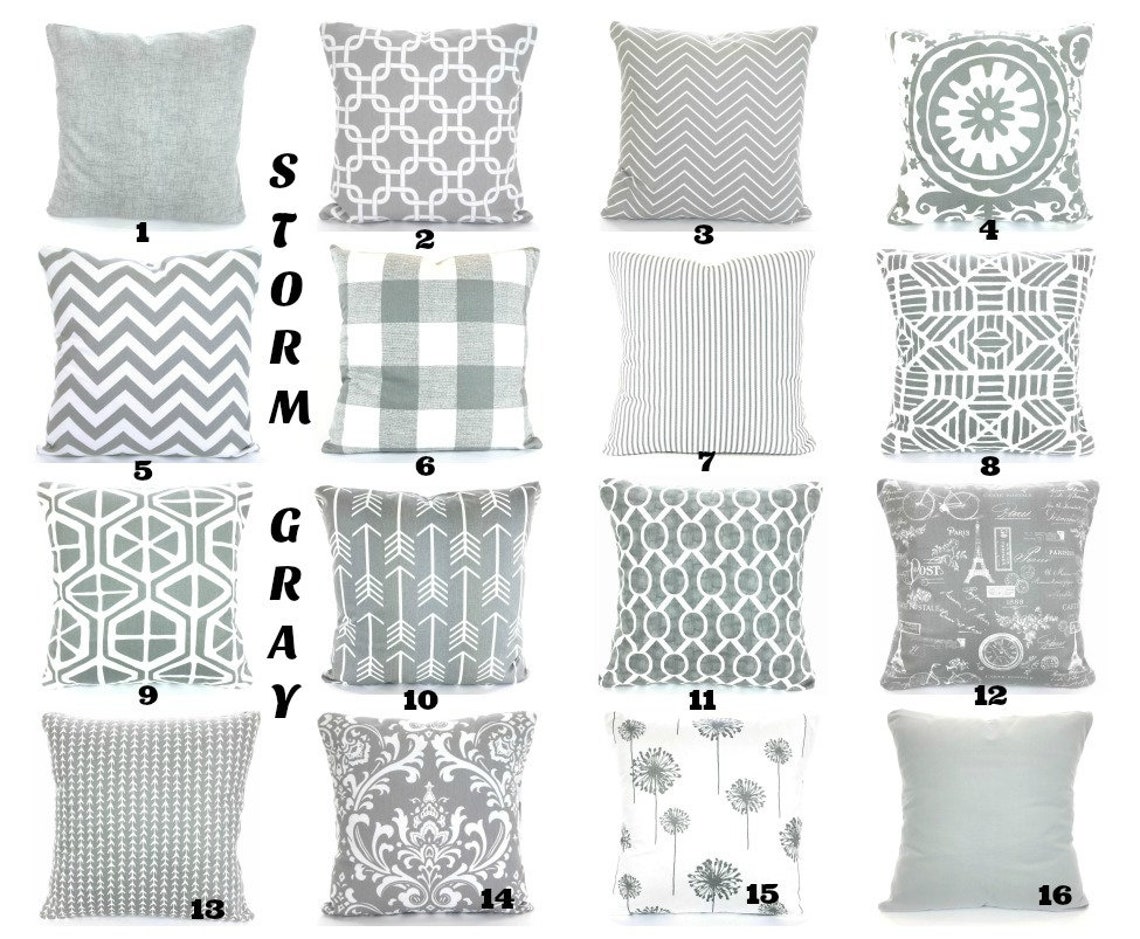 CLEARANCE Gray White Throw Pillow Covers Decorative Pillow Etsy