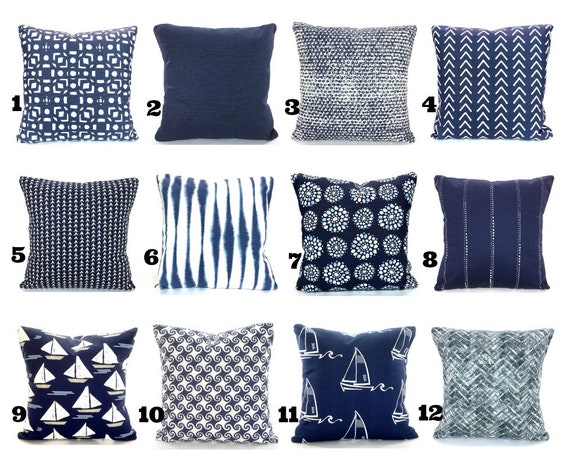 Indigo Navy White Pillow Covers Throw pillow cover Vintage Indigo navy
