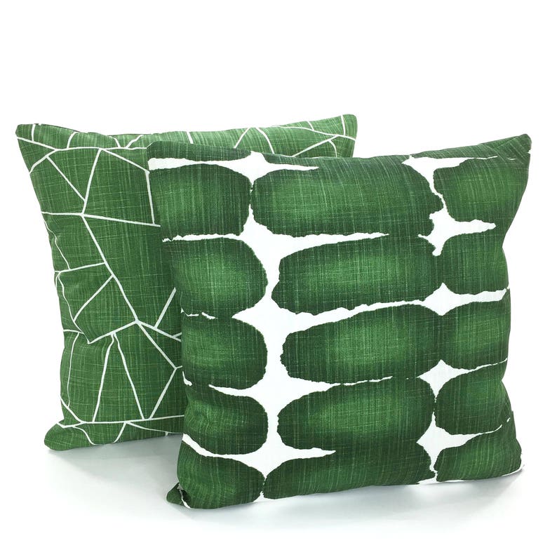 Green Pillow Covers Decorative Pillows Cushion Covers Pine Green White Slub Canvas Shibori Dot Couch Bed Sofa Animal Print Various Sizes image 4