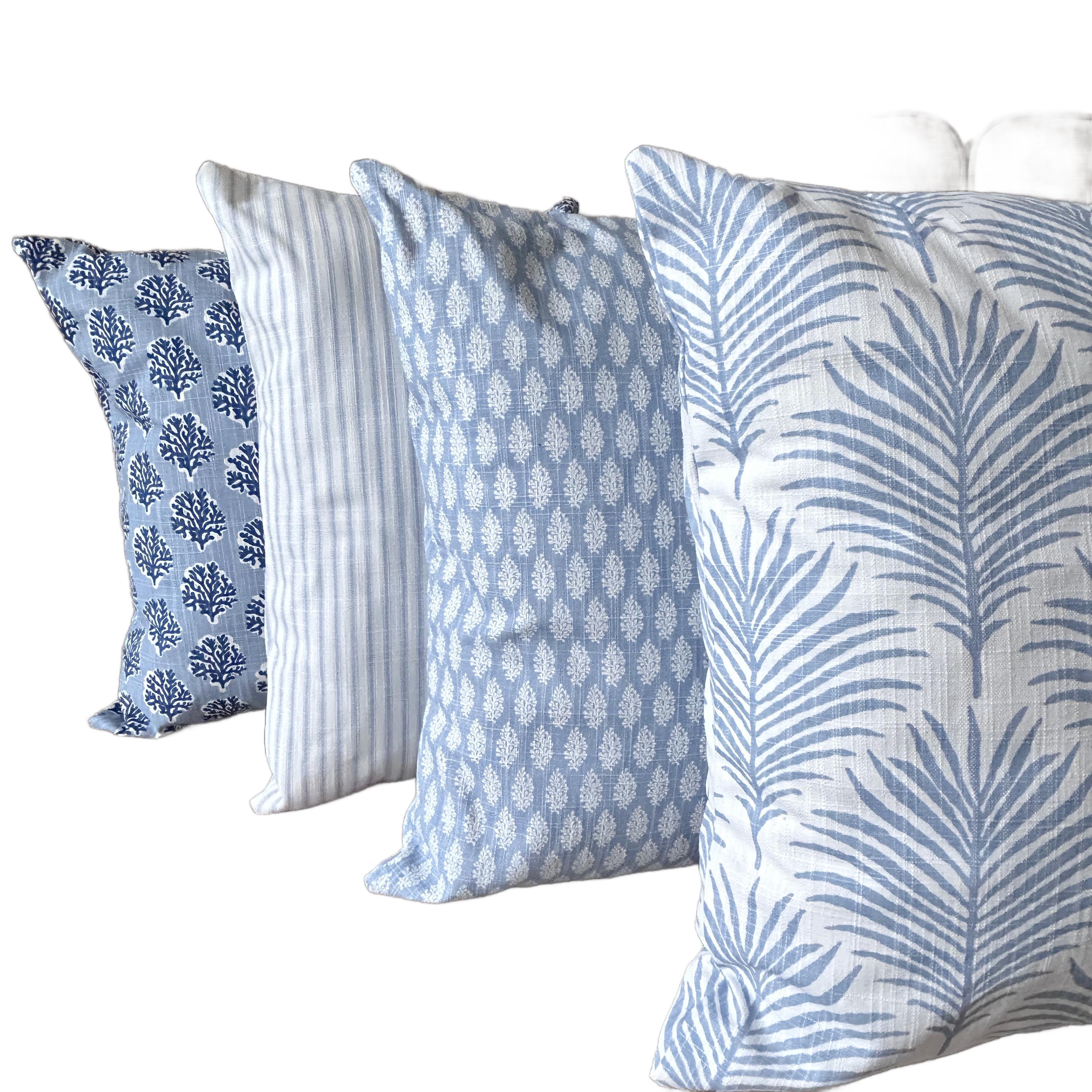 Coastal Blue White Pillow Covers Throw Pillows Light Blue Couch Bed