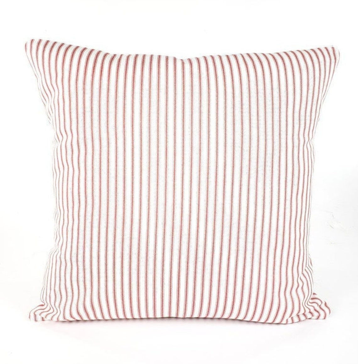 Farmhouse Red White Ticking Stripe Pillow Cover Decorative Etsy