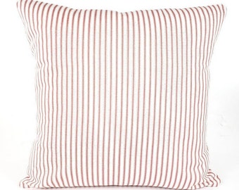 Farmhouse Red White Ticking Stripe Pillow Cover Decorative Throw Pillows Cushion Covers Red White Ticking Stripe Toss Pillow Various Sizes