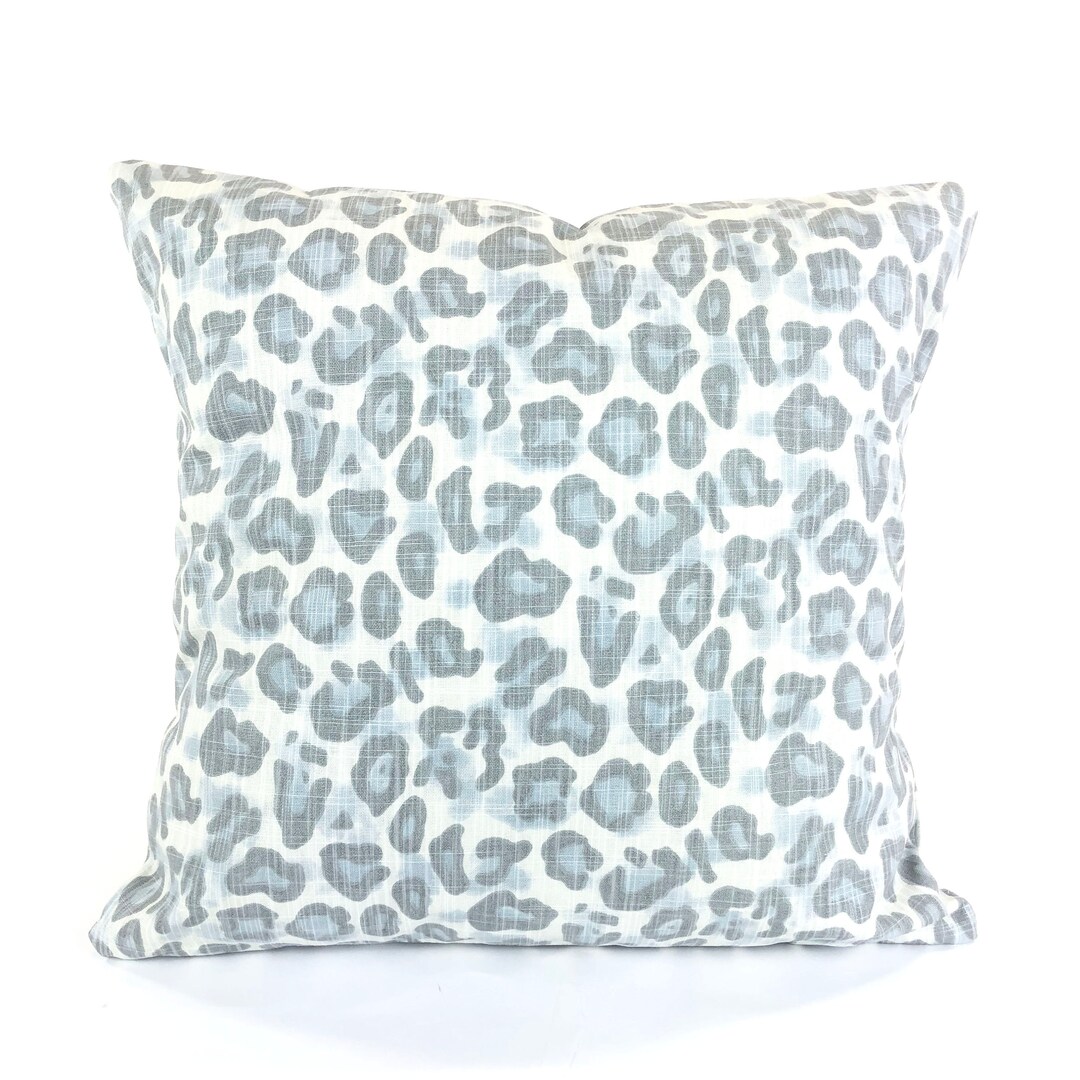 Blue Gray Leopard Pillow Covers Decorative Pillow Cushion Etsy