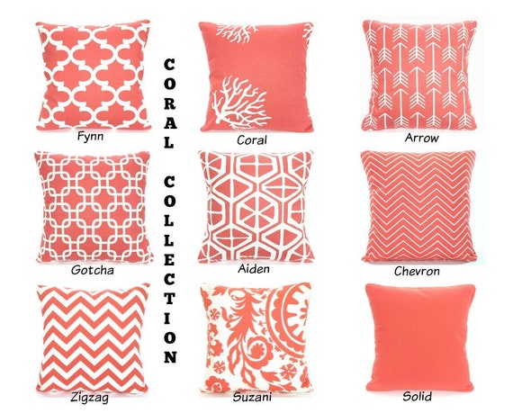 coral couch pillows