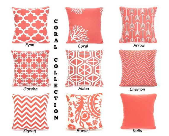 Coral Pillow Covers Decorative Throw Coral Pillow Covers, Arrow Print