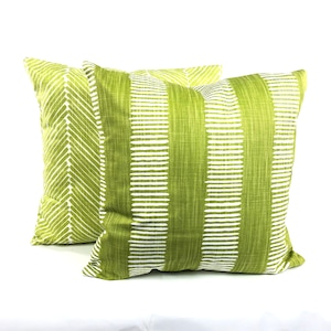 Chartreuse Green Pillow Covers Decorative Throw Pillows Cushion Lime Green White Slub Canvas Couch Bedroom Pillows Mix & Match Various Sizes image 6