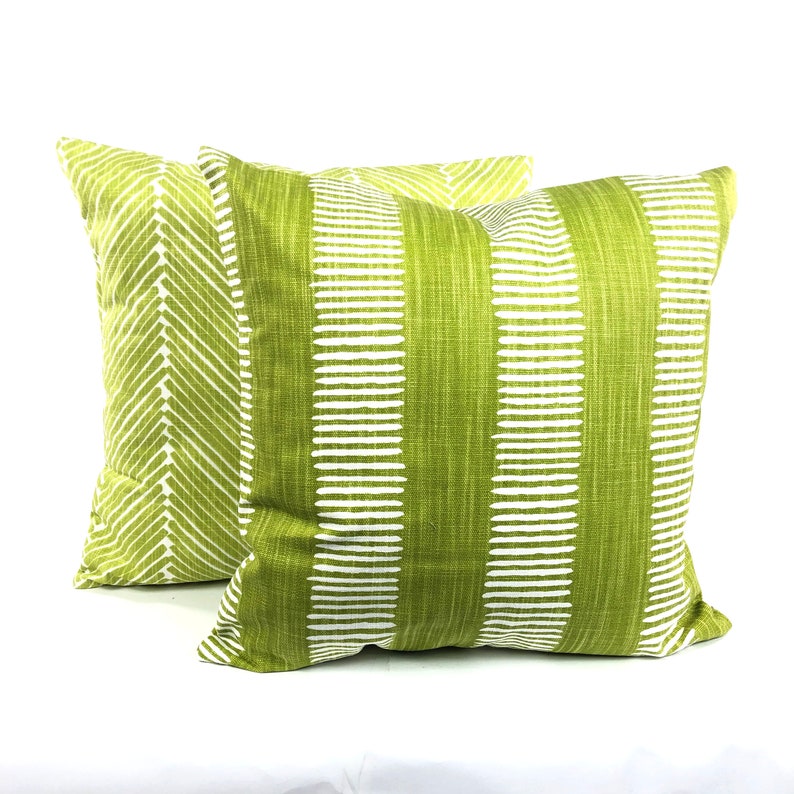 Chartreuse Green Pillow Covers Decorative Throw Pillows Cushion Lime Green White Slub Canvas Couch Bedroom Pillows Mix & Match Various Sizes image 6