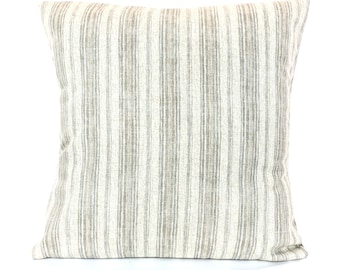 FARMHOUSE Pillow Covers Tan Cream Grey Stripe Decorative Throw Pillows Cushions Toss Pillow Tan Stripe Magnolia Couch Bed Sofa Various Sizes