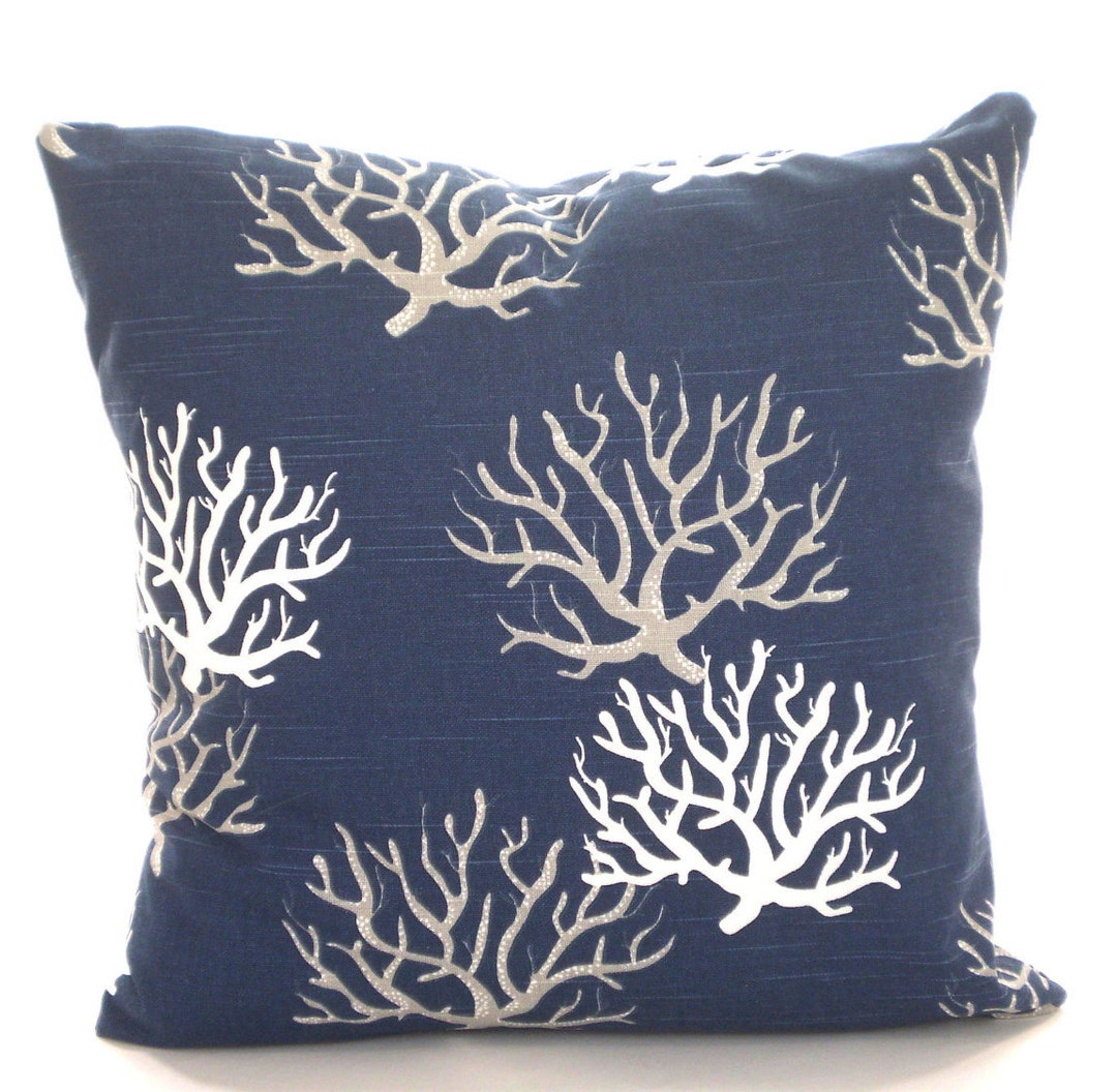Blue Nautical Throw Pillow Covers Cushions Light Navy Blue Etsy
