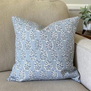 Blue Pillow Covers Blue CREAM Throw Pillow Decorative Cushions Designer Fabric Cotton Linen Toss Pillow Couch Bed Pillow Case Various Sizes