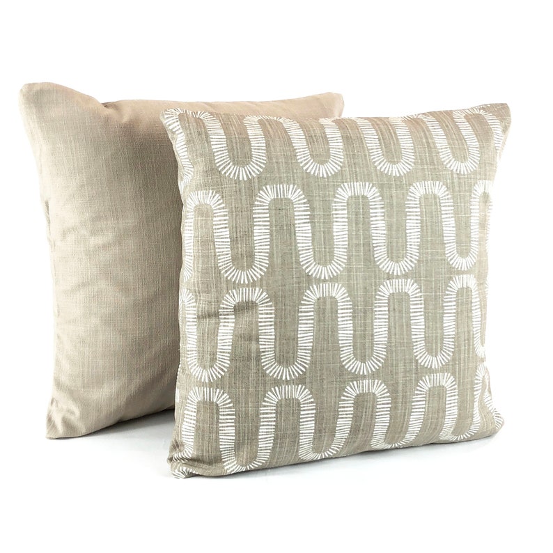 FARMHOUSE Taupe White Decorative Throw Pillow Covers Taupe Etsy