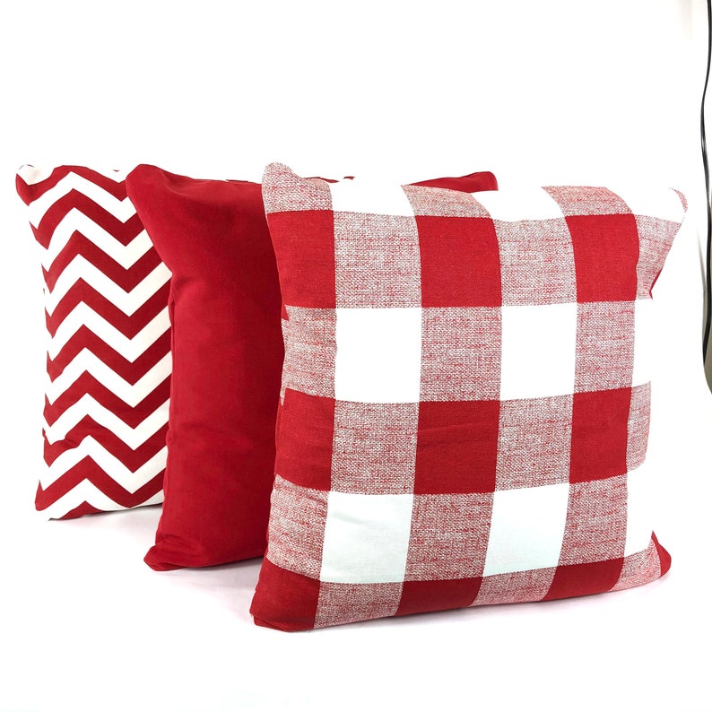 FARMHOUSE Red White Buffalo Check Christmas Throw Pillow Etsy