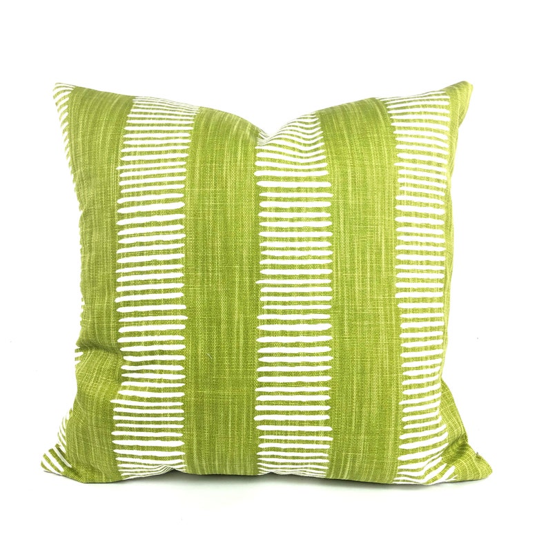 Chartreuse Green Pillow Covers Decorative Throw Pillows Cushion Lime Green White Slub Canvas Couch Bedroom Pillows Mix & Match Various Sizes image 2