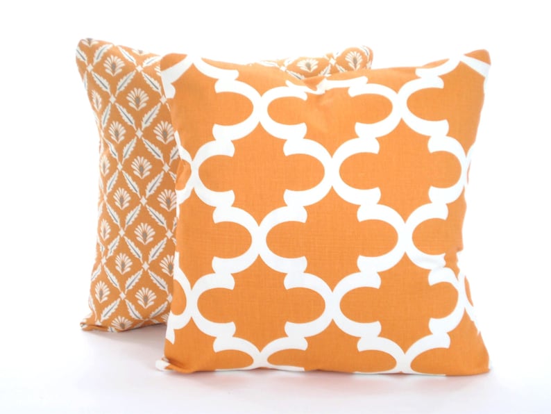 Orange Gray Pillow Covers Cushions Decorative Throw Pillows Etsy