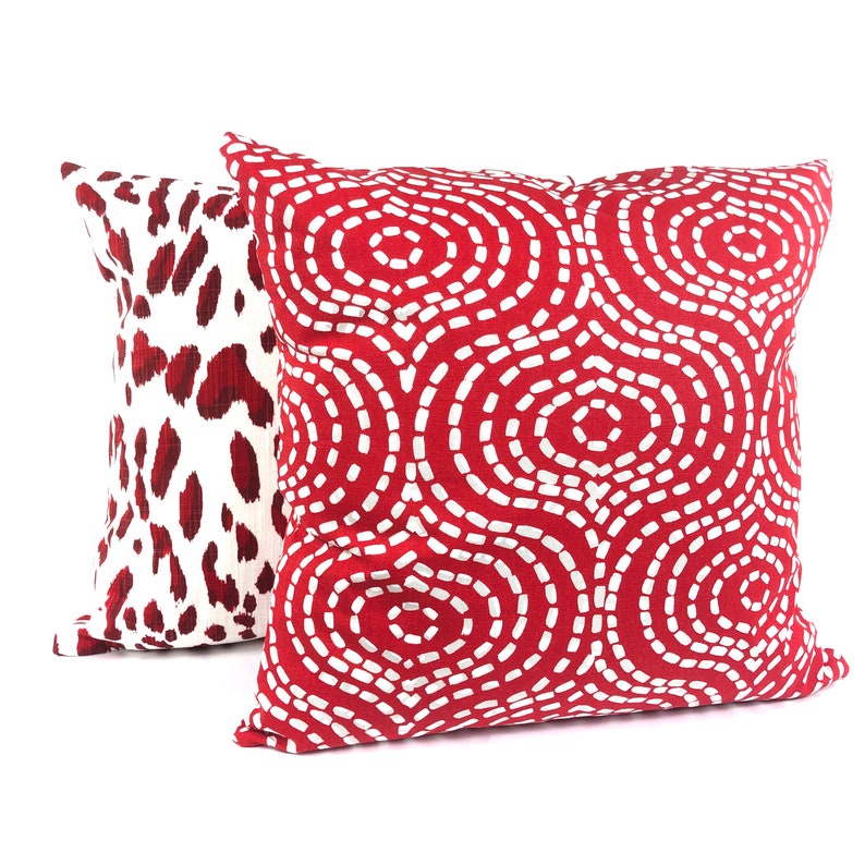 Red White Pillow Covers Throw Pillow Cushions Red White Etsy