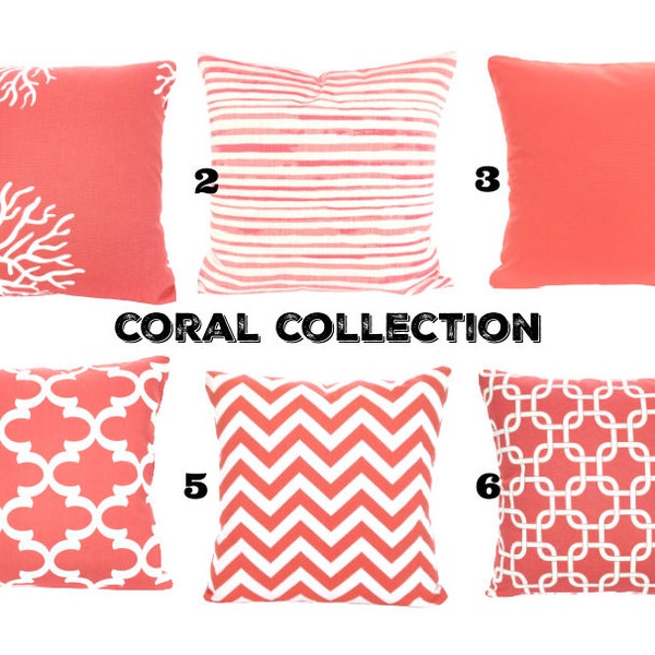 Coral Decorative Throw Pillows Etsy