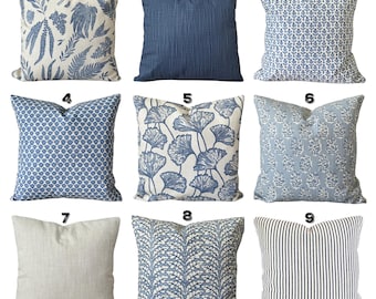 Blue Natural Pillow Covers Designer Throw Pillow Toss Pillow Stonewash Collection Mix and Match Couch Bed Pillow Case Various Sizes