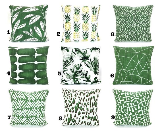 green pattern throw pillows