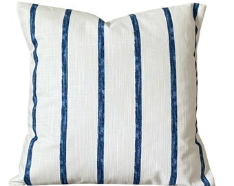 Blue White Stripe Pillow Covers Navy Blue White Modern Contemporary Couch Pillow Toss Pillow Bed Euro Sham Sofa Pillow Case Various SIZES