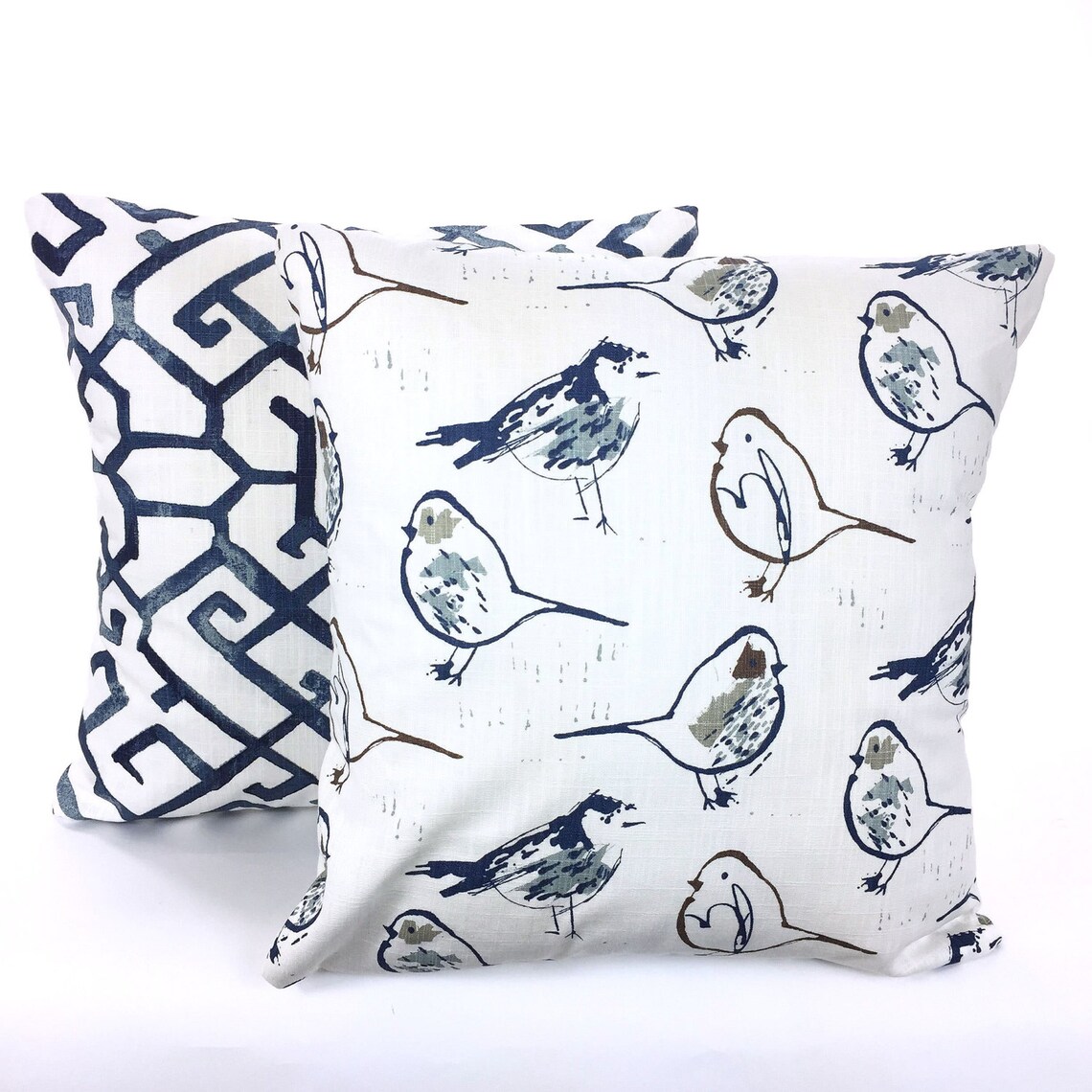 Navy Blue Bird Pillow Covers Decorative Pillows Cushion Covers Etsy