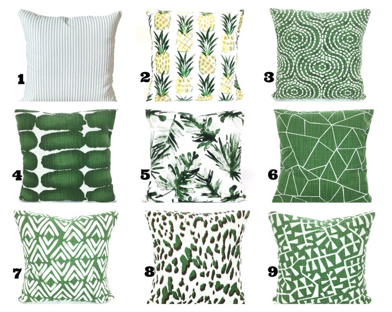 Green Pillow Covers Decorative Pillows Cushion Covers Pine Green White Slub Canvas Shibori Dot Couch Bed Sofa Animal Print Various Sizes image 6