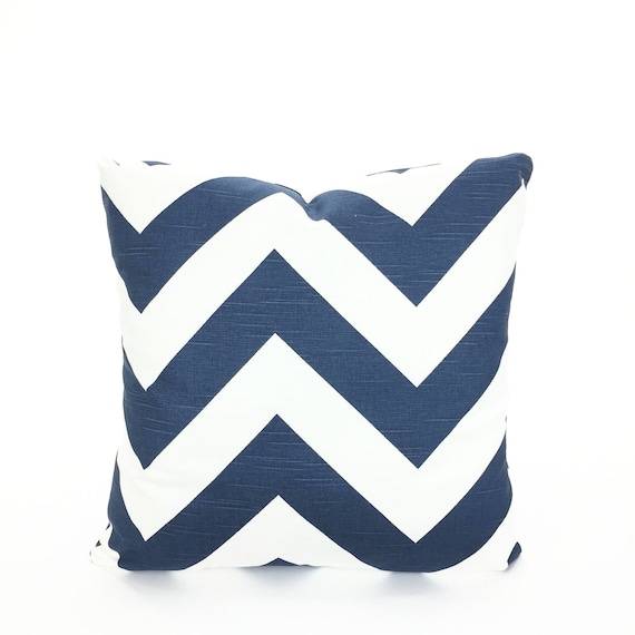 Blue Chevron Pillow Covers Decorative Zig Zag Shibori Print Pillow Cover