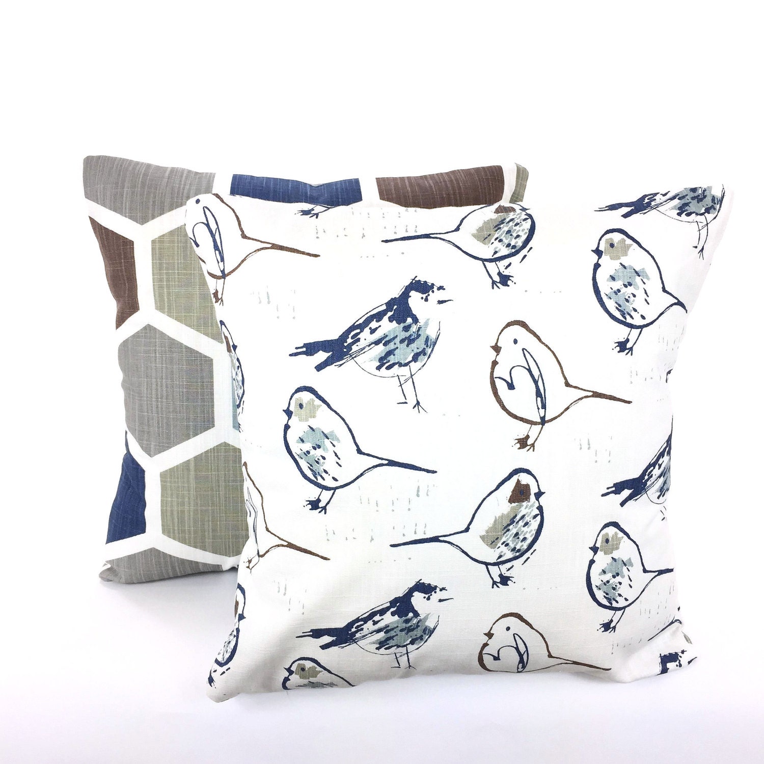 Navy Blue Bird Pillow Covers Decorative Pillows Cushion Covers Etsy