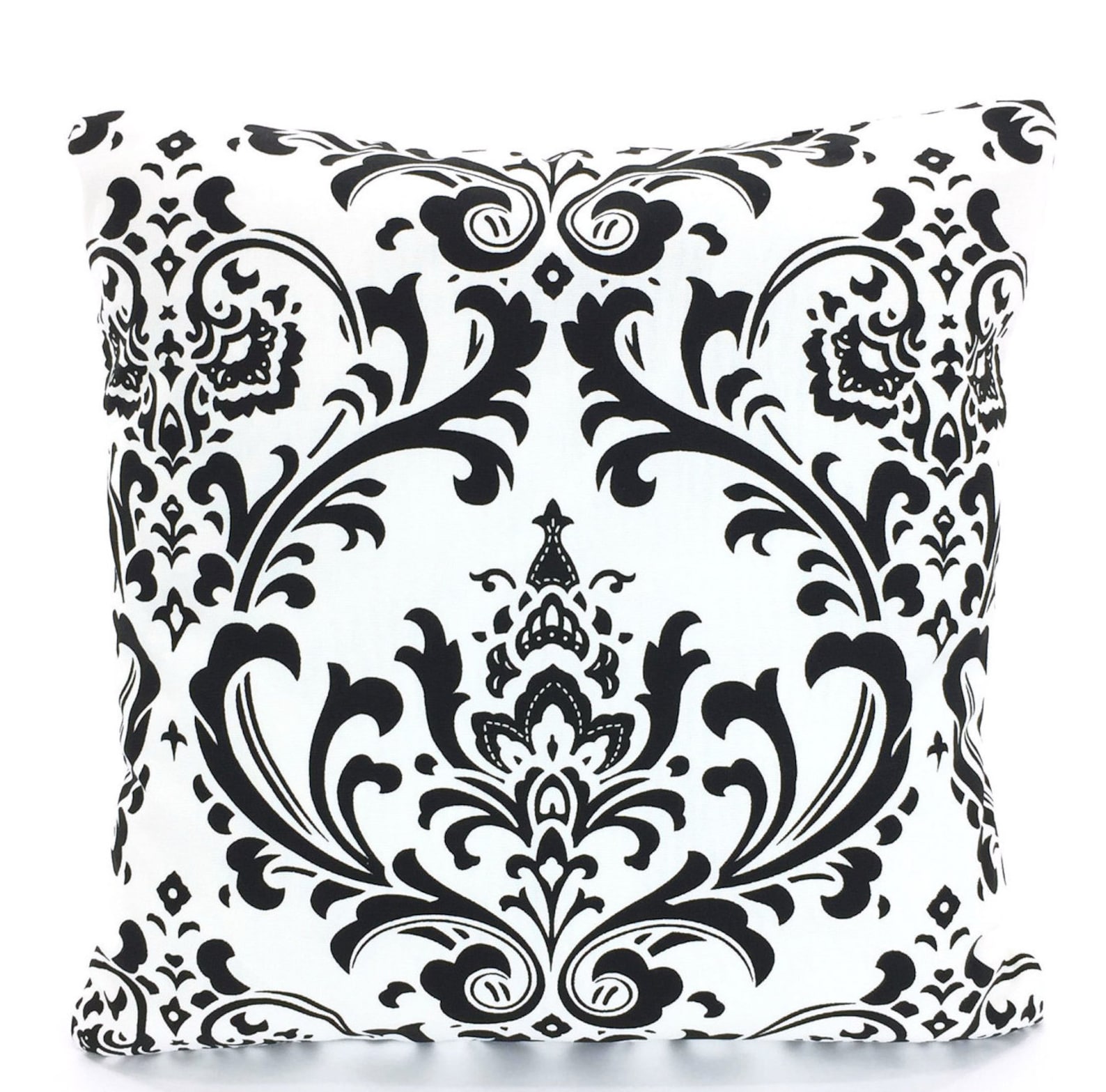 Black White Damask Pillow Cover Decorative Throw Pillows Etsy