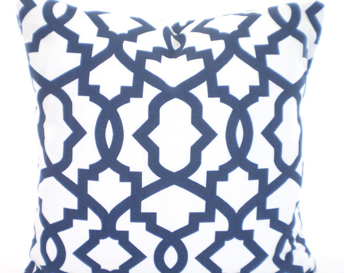 Blue White Geometric Pillow Covers Decorative Throw Pillows Etsy