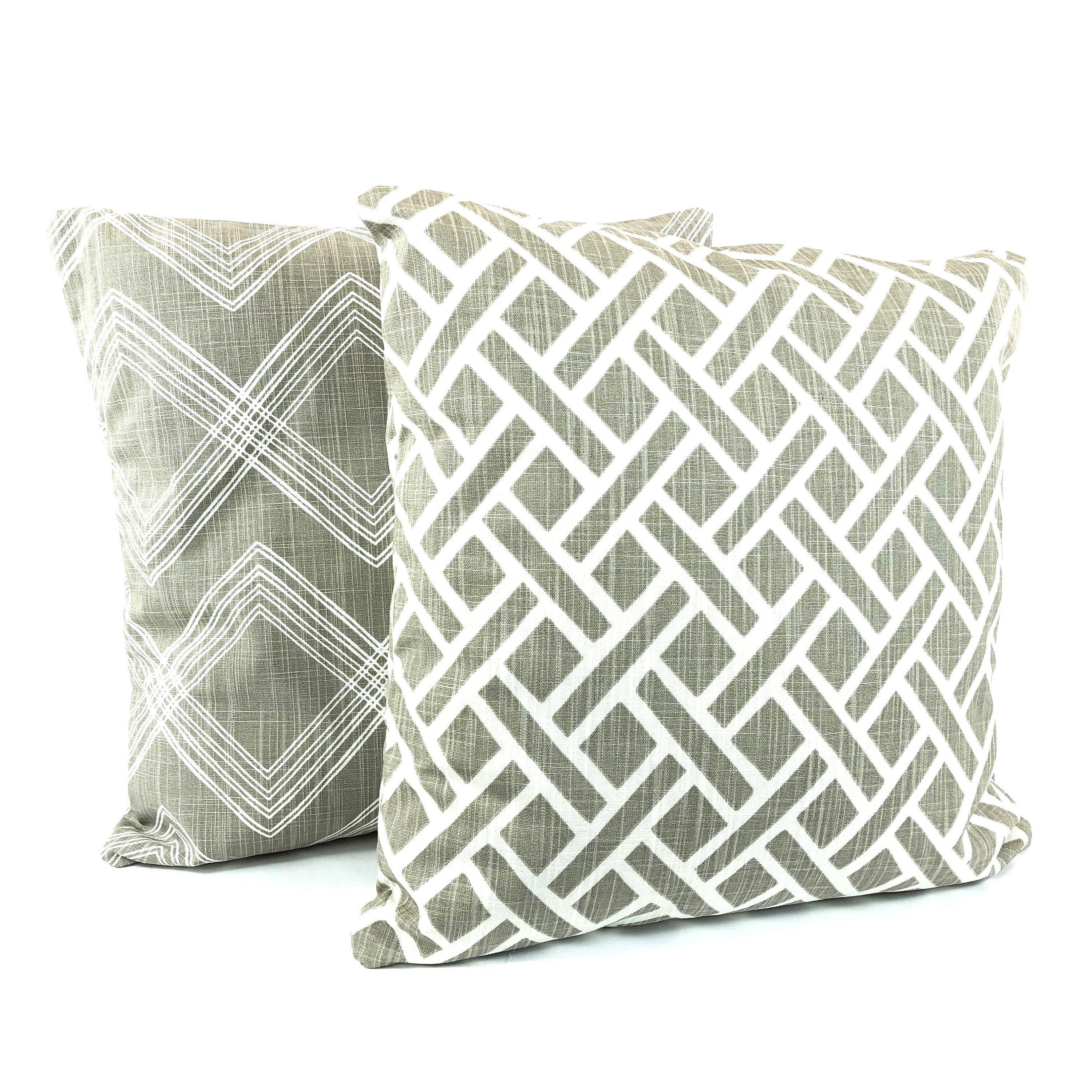 FARMHOUSE Throw Pillow Covers Taupe Ivory Decorative Pillows Etsy