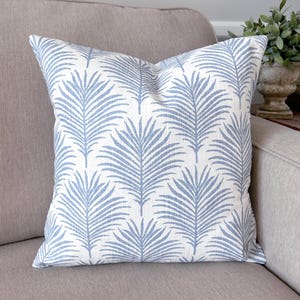 Blue White Pillow Covers Throw Pillow Light Blue White Palm Leaves Nautical Pastel Couch Bed Shams Bedroom Decor Sofa Pillows Various Sizes