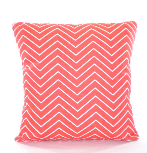 Coral Chevron Pillow Covers Decorative Throw Pillow Cushion Etsy