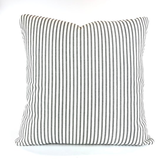 Black White Ticking Stripe Pillow Cover Classic Ticking Stripe Pillow Shams