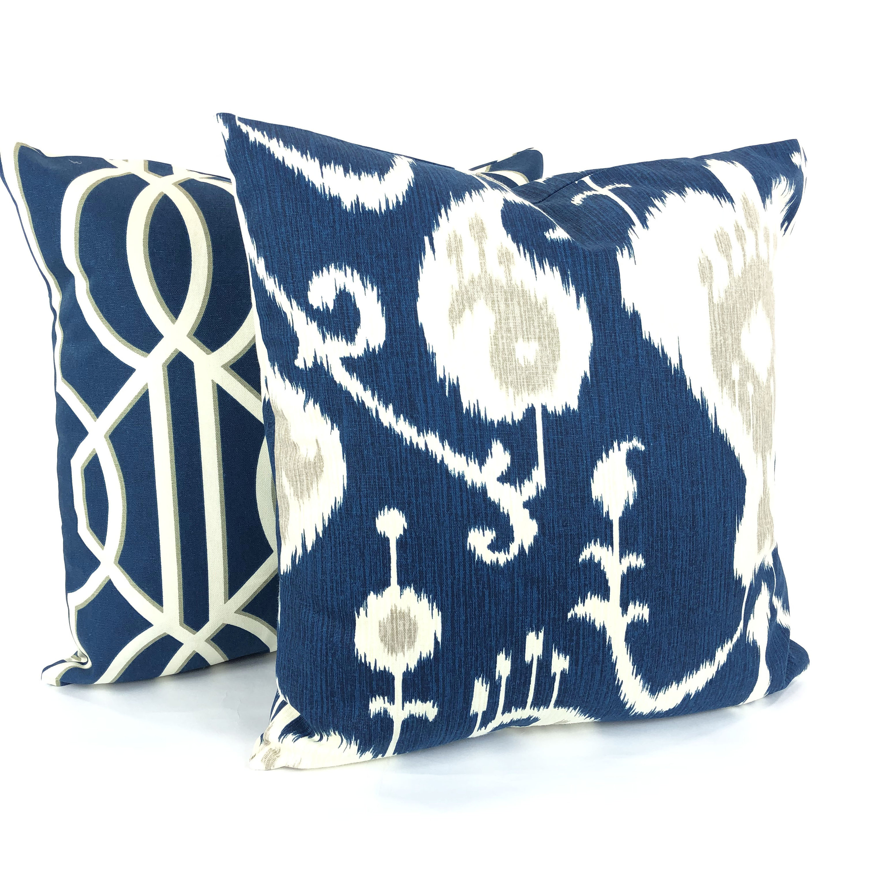 Navy Cream Throw Pillow Cover Cushion Navy Blue Tan Cream Etsy