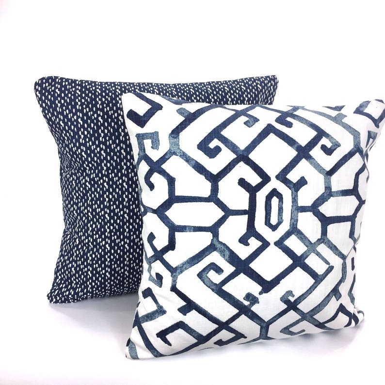 Pillow Covers Navy White Decorative Pillows Cushion Covers Etsy
