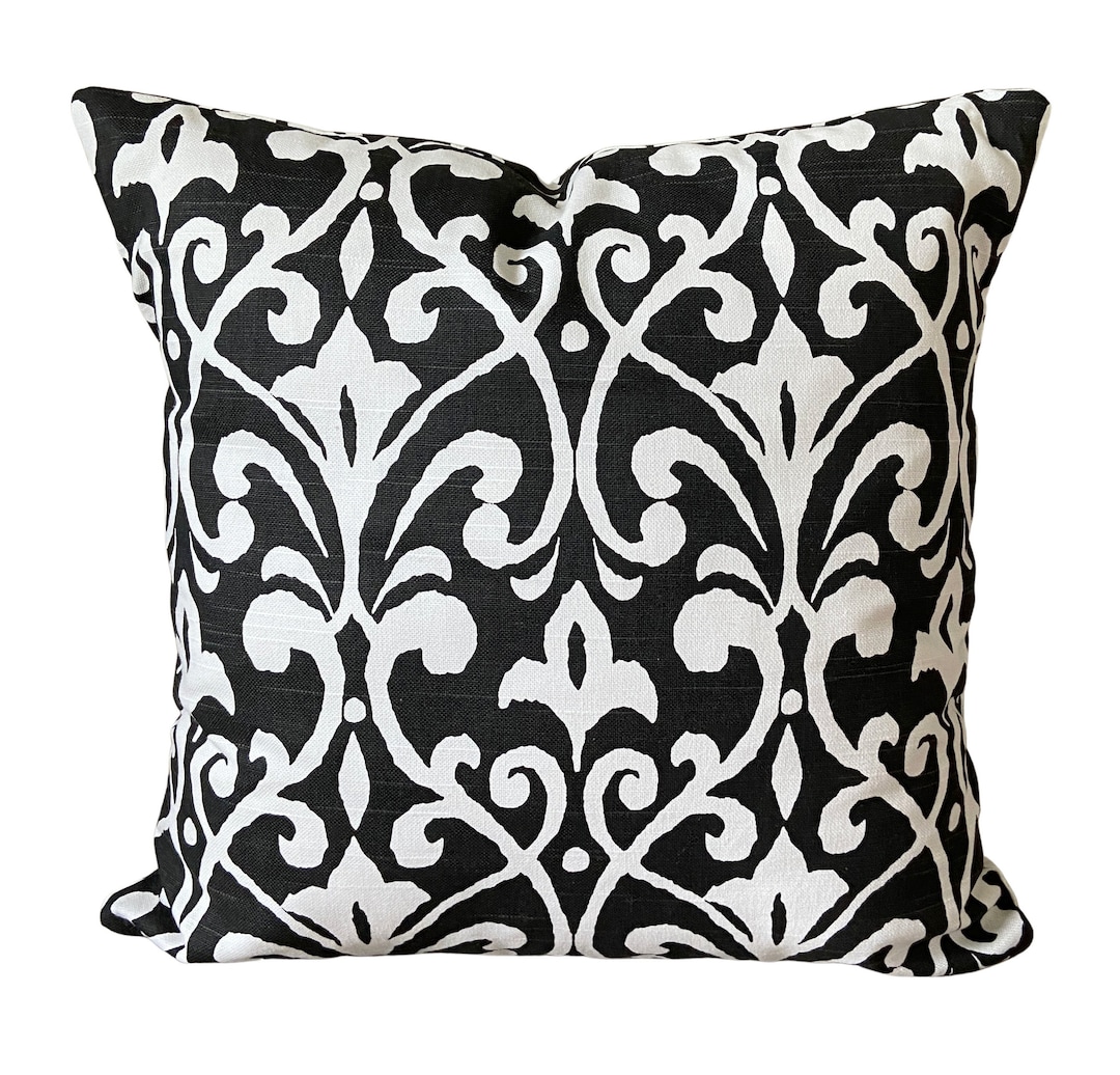 Black White Damask Pillow Covers Throw Pillows Decorative Pillow