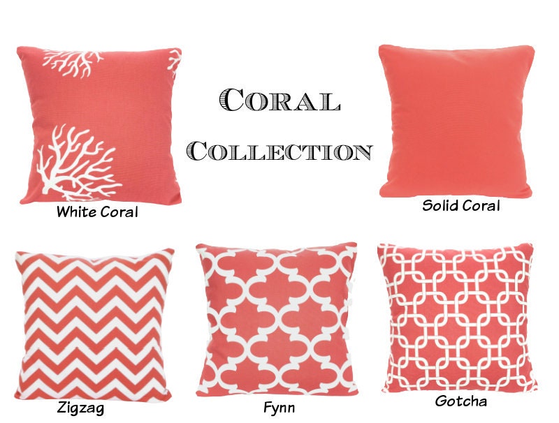coral throw pillow covers