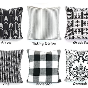 Black White Pillow Covers Throw Pillow Cushions Black White Buffalo Check Ticking Stripe Toss Pillow Couch Bed Pillows Various Sizes