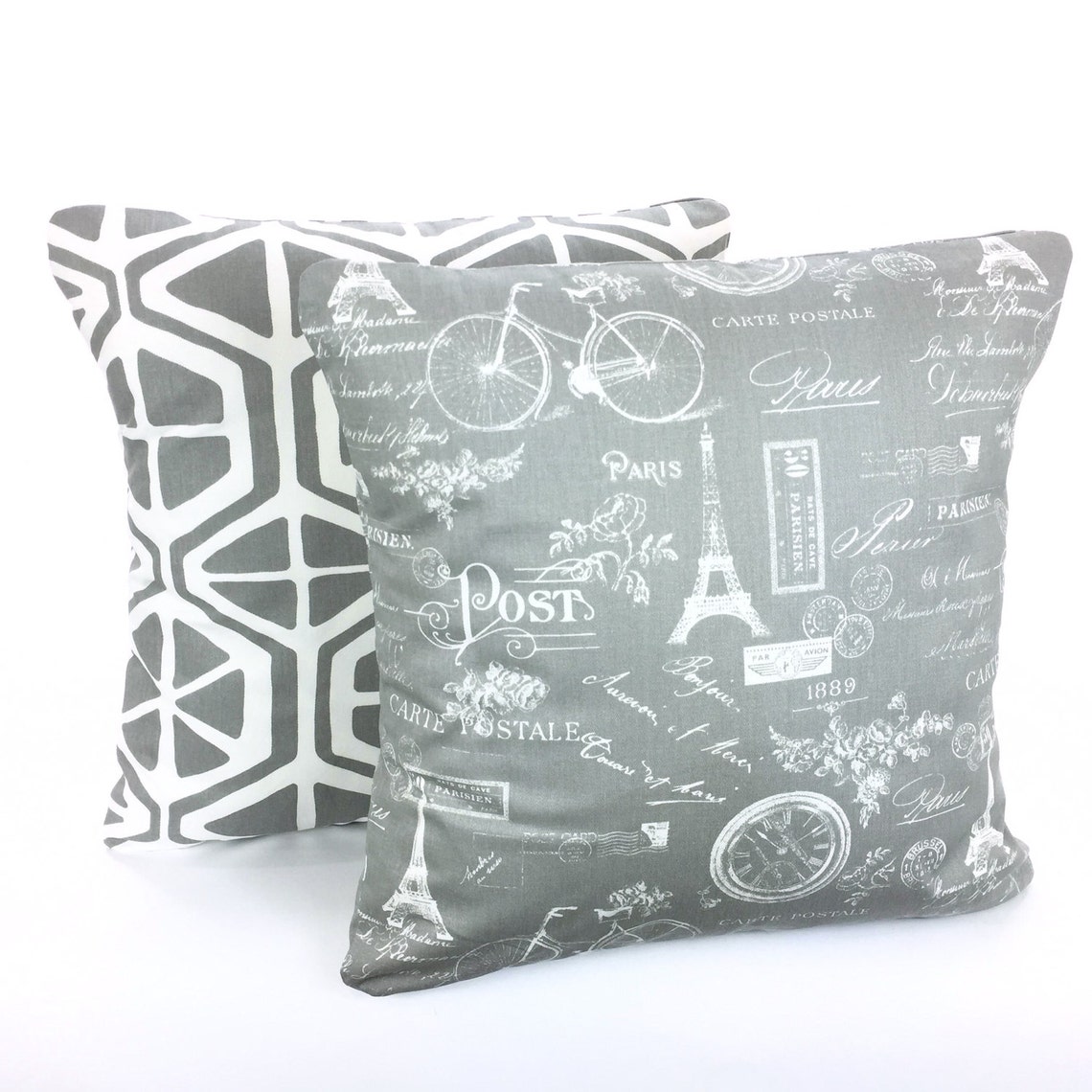 CLEARANCE Gray White Throw Pillow Covers Decorative Pillow Etsy