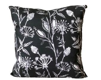 Black White Wildflower Pillow Covers Throw Pillows Decorative Pillow Cushions Black White Wildflowers Pillow Case Couch Bed Various Sizes