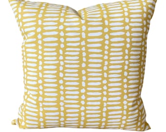 OUTDOOR Yellow Pillow Covers Cushion Covers Spice Yellow White Coastal Beach Cottage Decor Patio Deck Pillow Sunroom Pillows Various Sizes