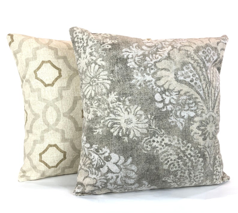 Farmhouse Pillow Covers Taupe Cream Decorative Throw