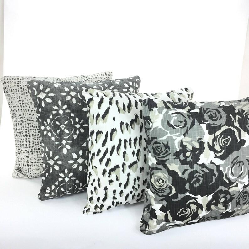 SALE Decorative Pillow Covers Throw Pillows Black Tan Gray Etsy