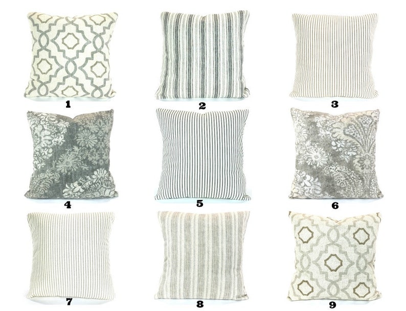 Gray Off White Set of Two Throw Pillow Covers Cushions Etsy