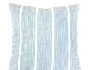 Blue White Stripe Pillow Covers Soft Mineral Blue Couch Pillows Bed Various SIZES