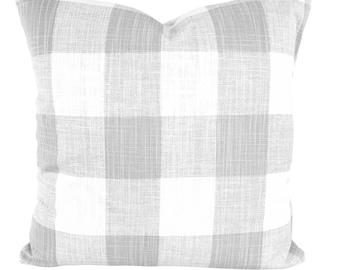 FARMHOUSE Gray White Buffalo Check Throw Pillow Covers Cushions French Grey White Buffalo Plaid Check Gingham Couch Bed Sofa Various Sizes